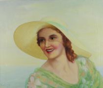 tableau Journée d'été Zvetkoff Alexis paysage,personnage  huile toile 2ième moitié 20e siècle