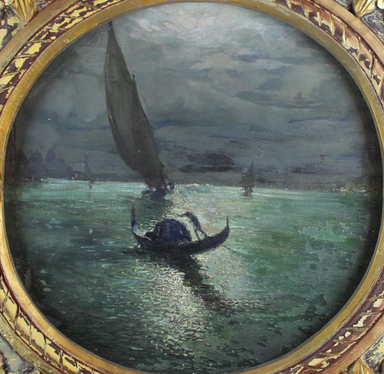 tableau Lagune  Venise Moretti Luidgi marine,paysage,paysage marin,ville  huile panneau 1re moiti 20e sicle