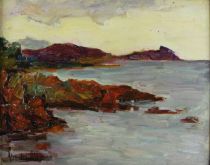 tableau La côte Altmann Alexandre marine,paysage,paysage marin  huile carton 1ère moitié 20e siècle