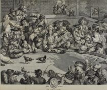 tableau Combat de coqs   animaux,personnage,scène de genre  estampe papier 