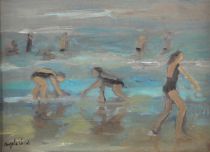 tableau Jeu de plage Engels Live (Godelive) marine,personnage  huile toile 2ième moitié 20e siècle