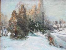 tableau Paysage de neige Warland Charles paysage  huile toile 1re moiti 20e sicle