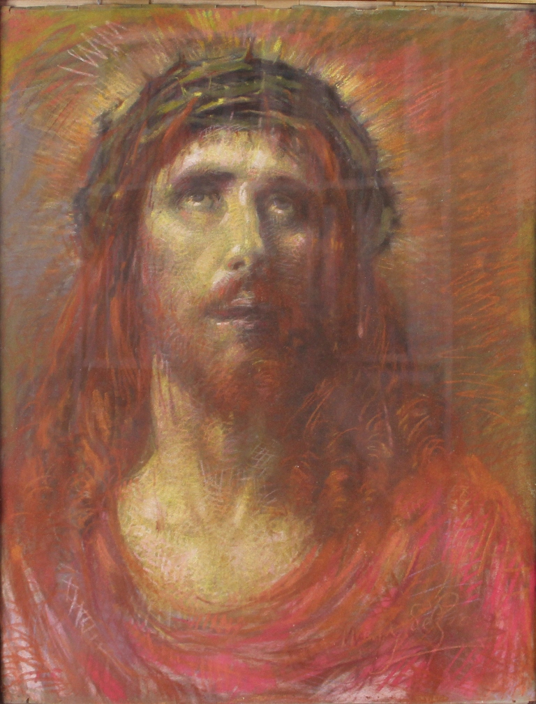 tableau Le Christ De Groux Henry portrait,religieux  pastel papier 1re moiti 20e sicle