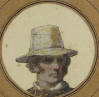 tableau L'homme au chapeau DE GROUX Charles portrait  aquarelle papier 1ère moitié 20e siècle