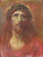 tableau Le Christ De Groux Henry portrait,religieux  pastel papier 1ère moitié 20e siècle