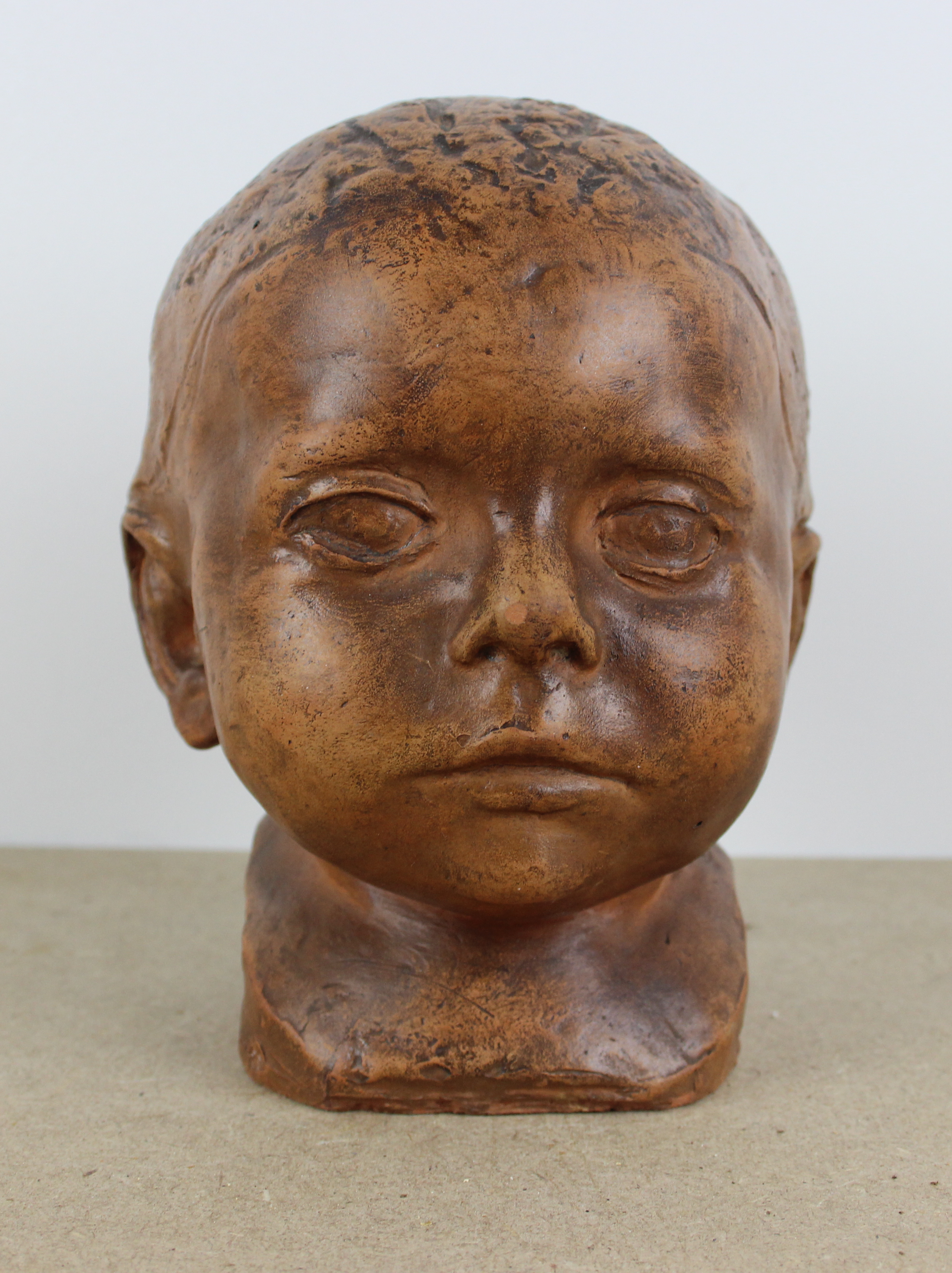 sculpture Tte d'enfant Witterwulghe Joseph personnage,portrait  terre cuite  1re moiti 20e sicle