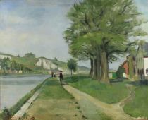 tableau Le long de la Meuse   paysage  huile toile 