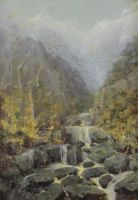 tableau Prs de Voss (Norvge) Le Bon Leon G paysage,paysage de montagne  huile toile 19e sicle