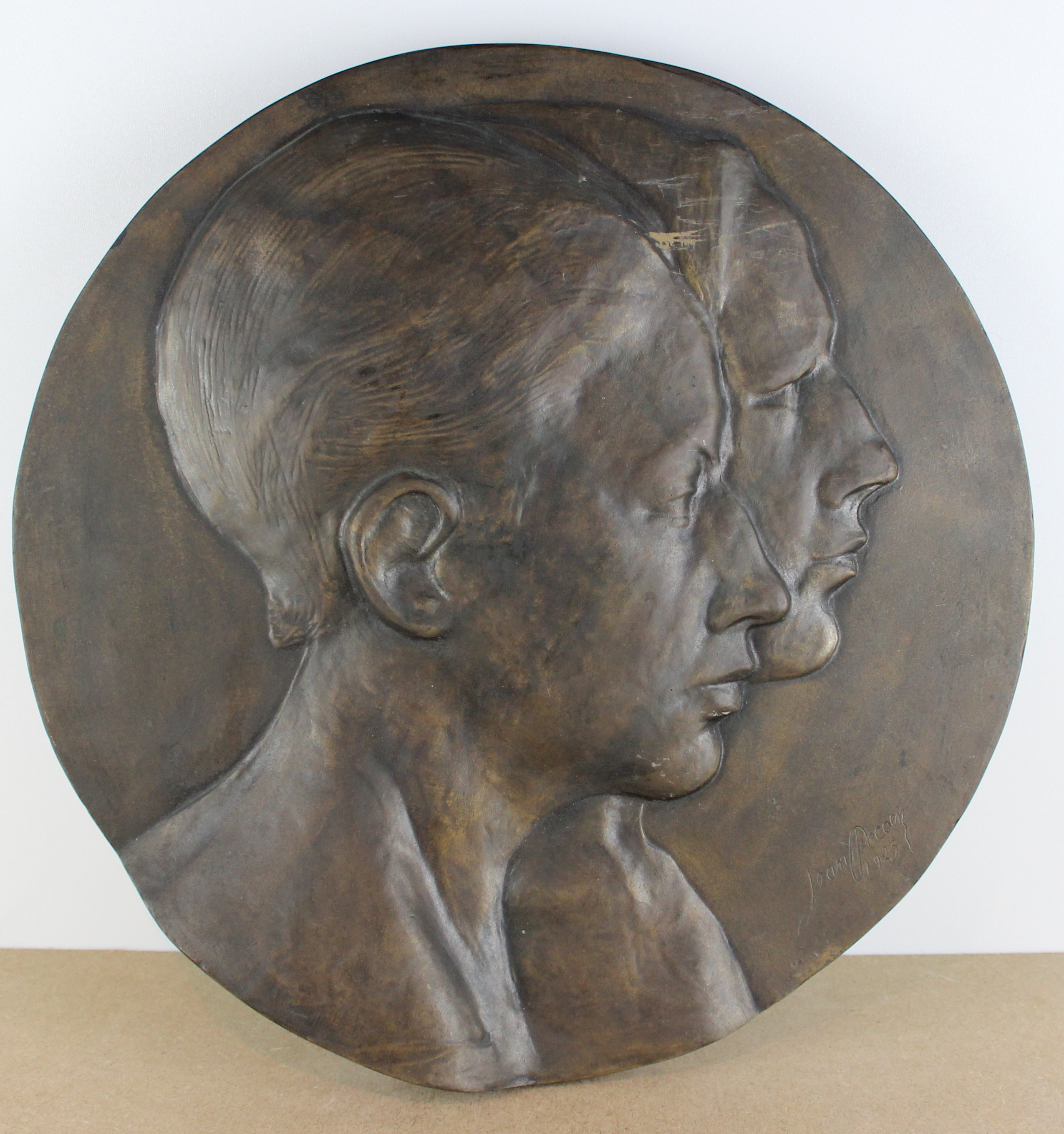 sculpture Mdaillon aux portraits  Decoene Jean personnage,portrait  bronze  