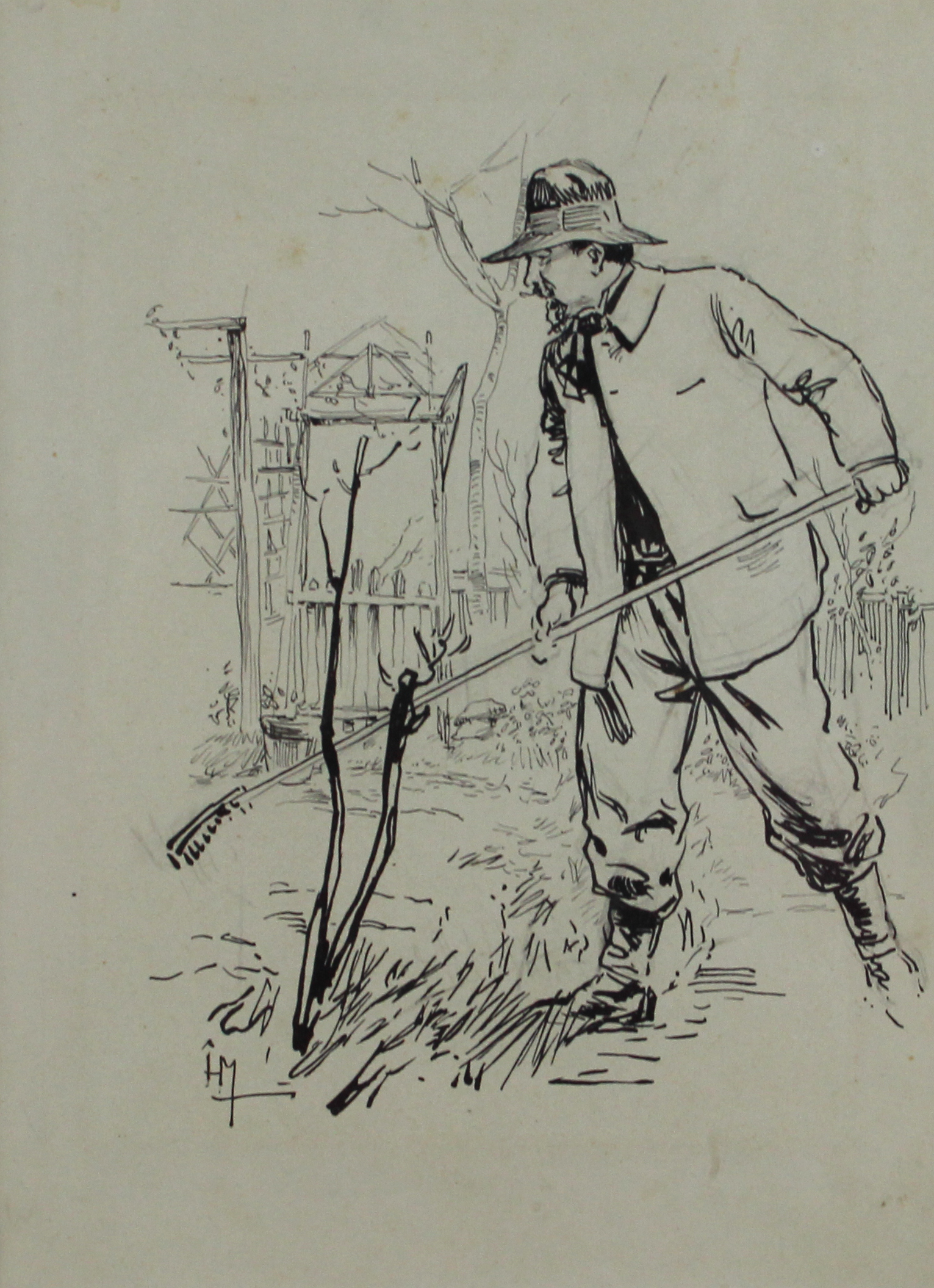 tableau Montmartre de Marandat Henri personnage,scne rurale  encre papier 1re moiti 20e sicle