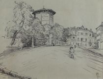 tableau Montmartre (le réservoir) de Marandat Henri scène rurale,ville  encre papier 1ère moitié 20e siècle