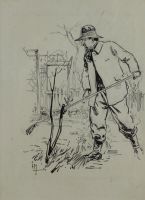 tableau Montmartre de Marandat Henri personnage,scène rurale  encre papier 1ère moitié 20e siècle