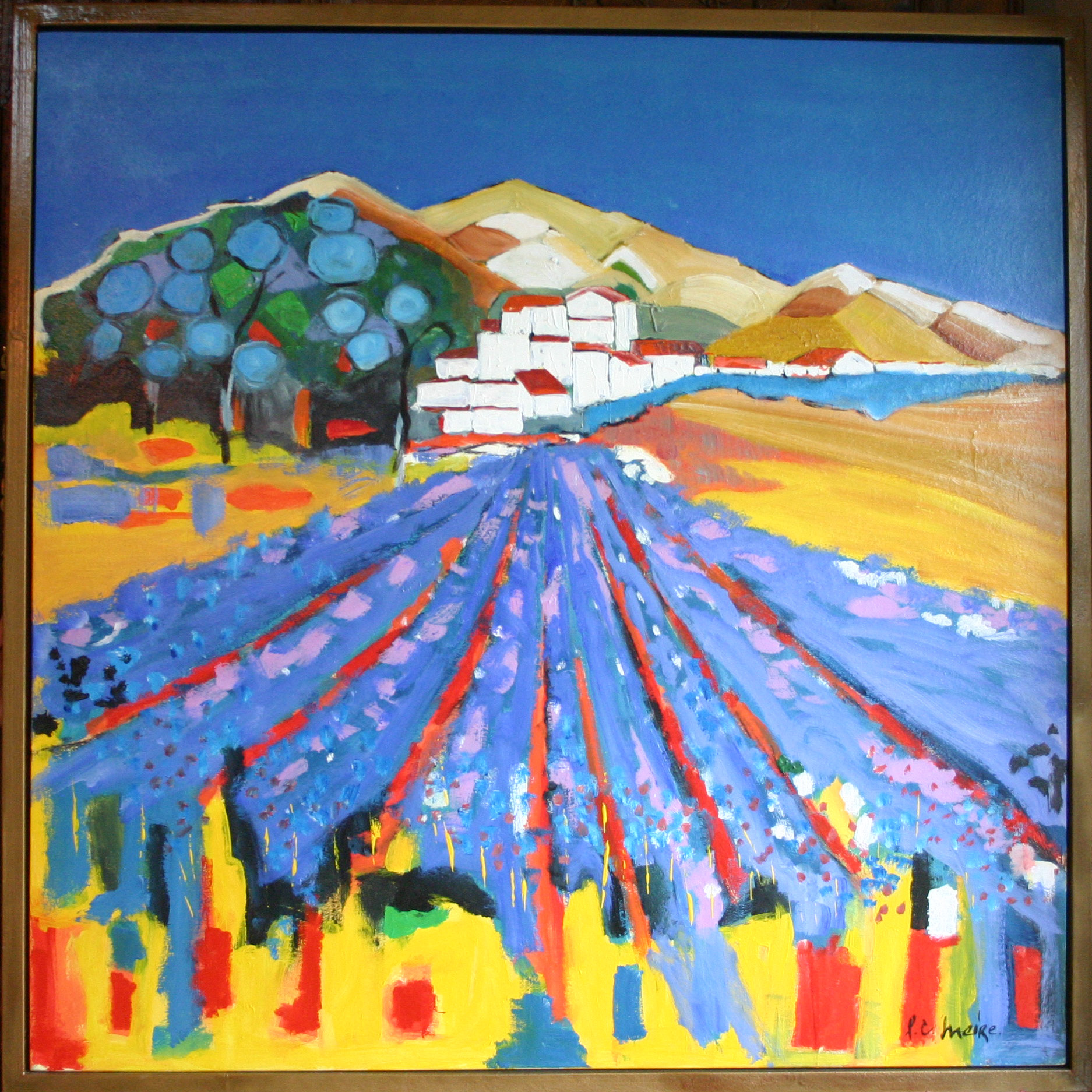 tableau Paysage de provence Meire Charles paysage  acrylique panneau 2ime moiti 20e sicle