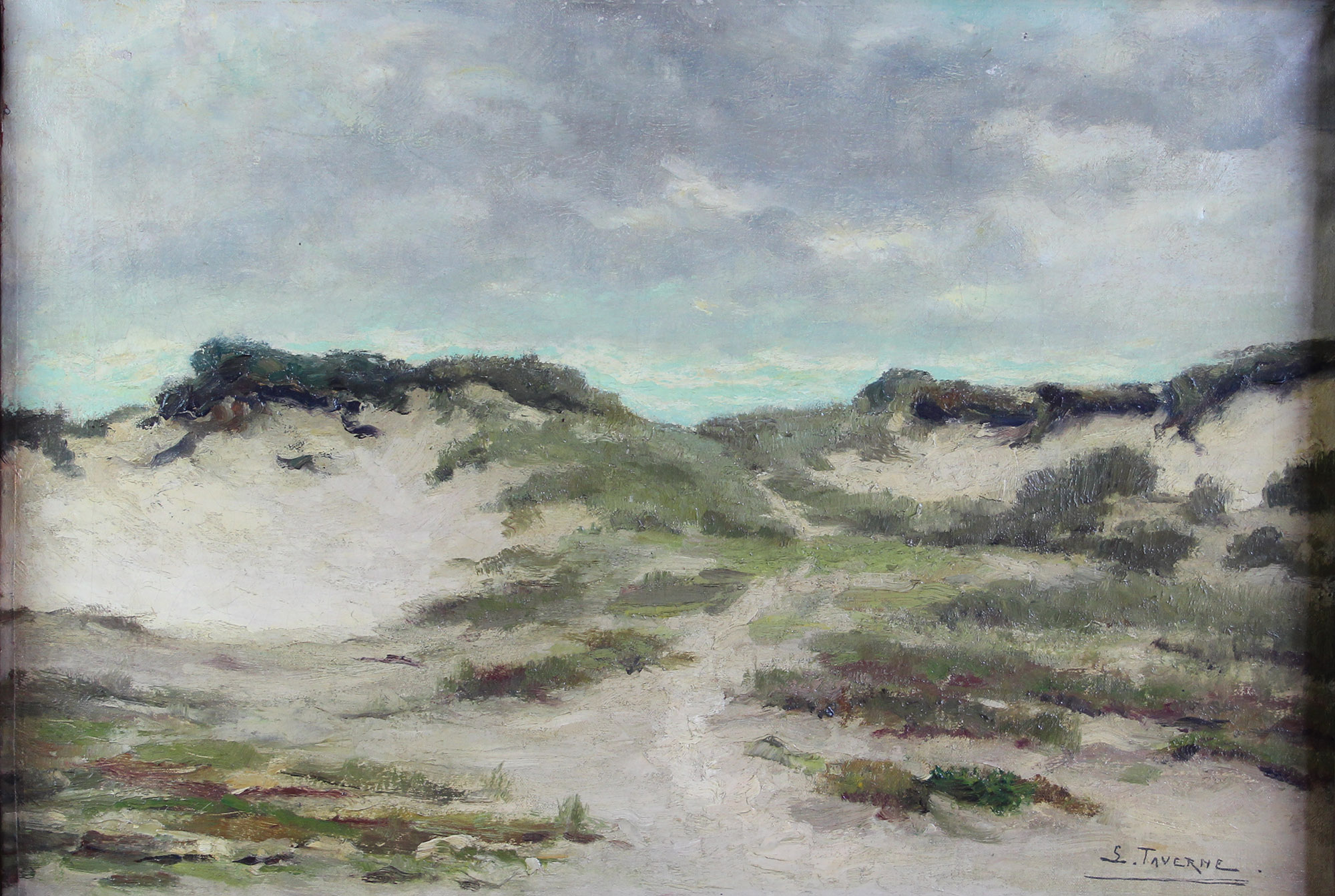 tableau Les dunes  la Panne Taverne Louis paysage,paysage marin  huile toile 