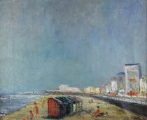 tableau Vacances à la plage De Laet Pol marine,paysage,paysage marin  huile toile 2ième moitié 20e siècle