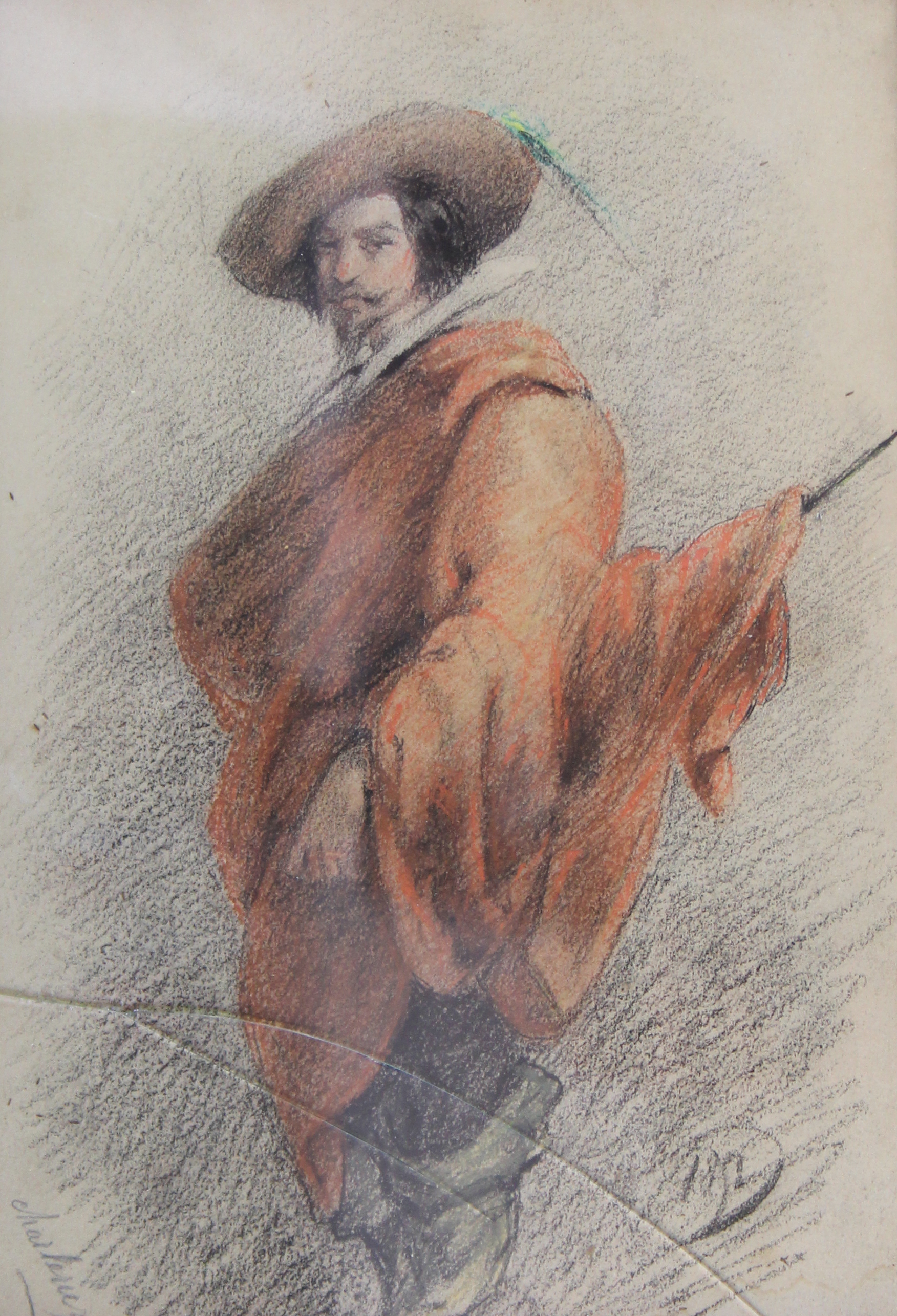 tableau La cape rouge   militaire,personnage  crayon papier 19e sicle
