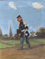 tableau Le militaire (chef)   caricature,marine  huile toile 1ère moitié 20e siècle