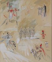 tableau Militaire d'afrique du nord Royen Georges animaux,militaire,africaniste  gouache papier 1ère moitié 20e siècle