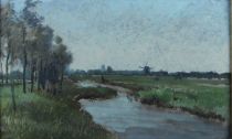 tableau Paysage au moulin de Schampheleer Edmond paysage,moulin  huile panneau 19e siècle