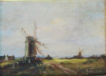 tableau Paysage aux moulins Lefranc Louis  paysage,moulin  huile panneau 1ère moitié 20e siècle