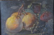 tableau Les fruits Bourotte Auguste nature morte  huile panneau 19e siècle