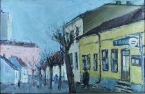 tableau Promeneur  en ville Coetko Coetko personnage,scène de genre,ville  huile toile 2ième moitié 20e siècle