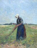 tableau Travail aux champs Wiggin John paysage,scne rurale impressionnisme huile toile 