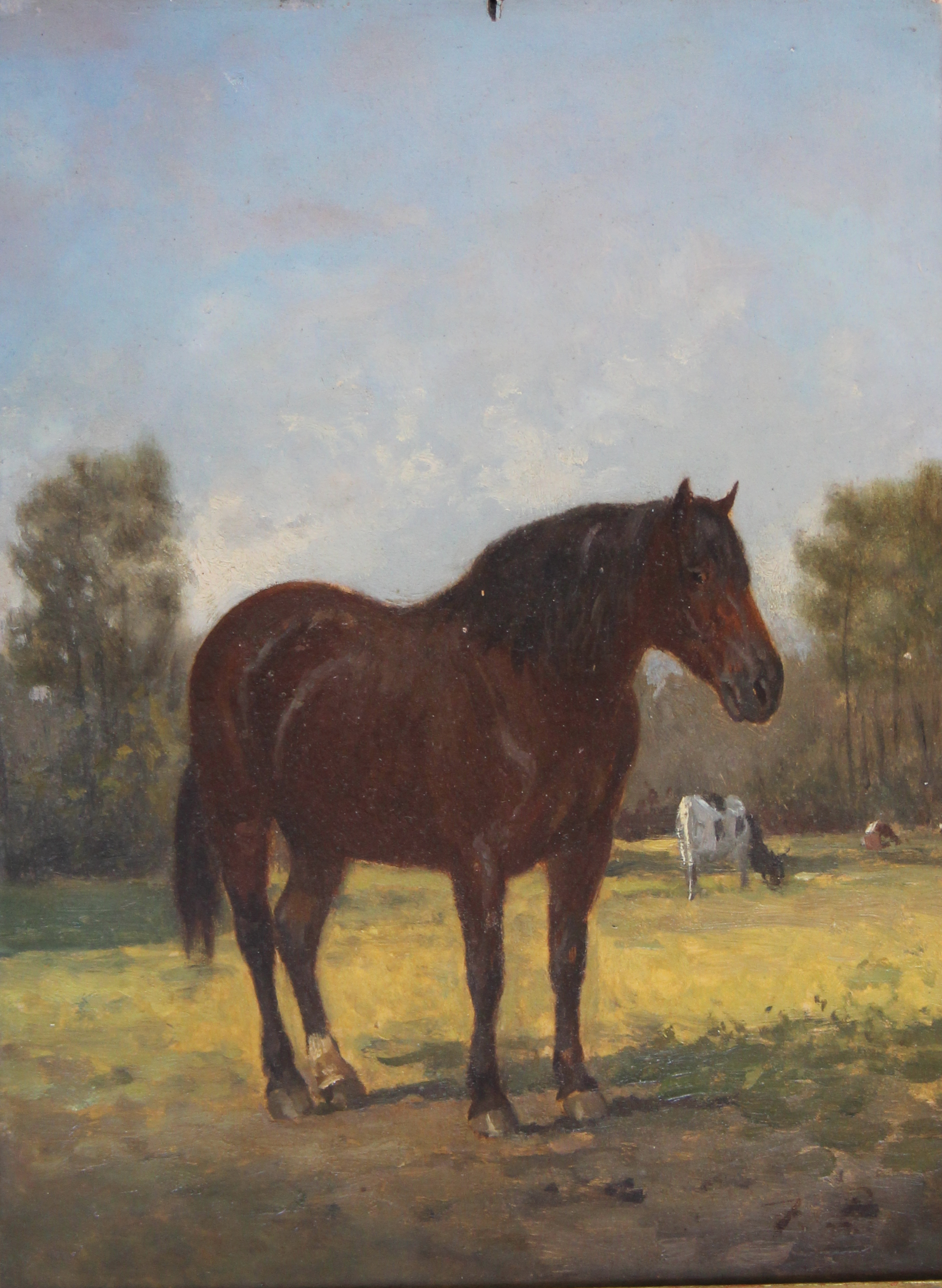 tableau Le Cheval   animaux,paysage  huile panneau 1re moiti 20e sicle