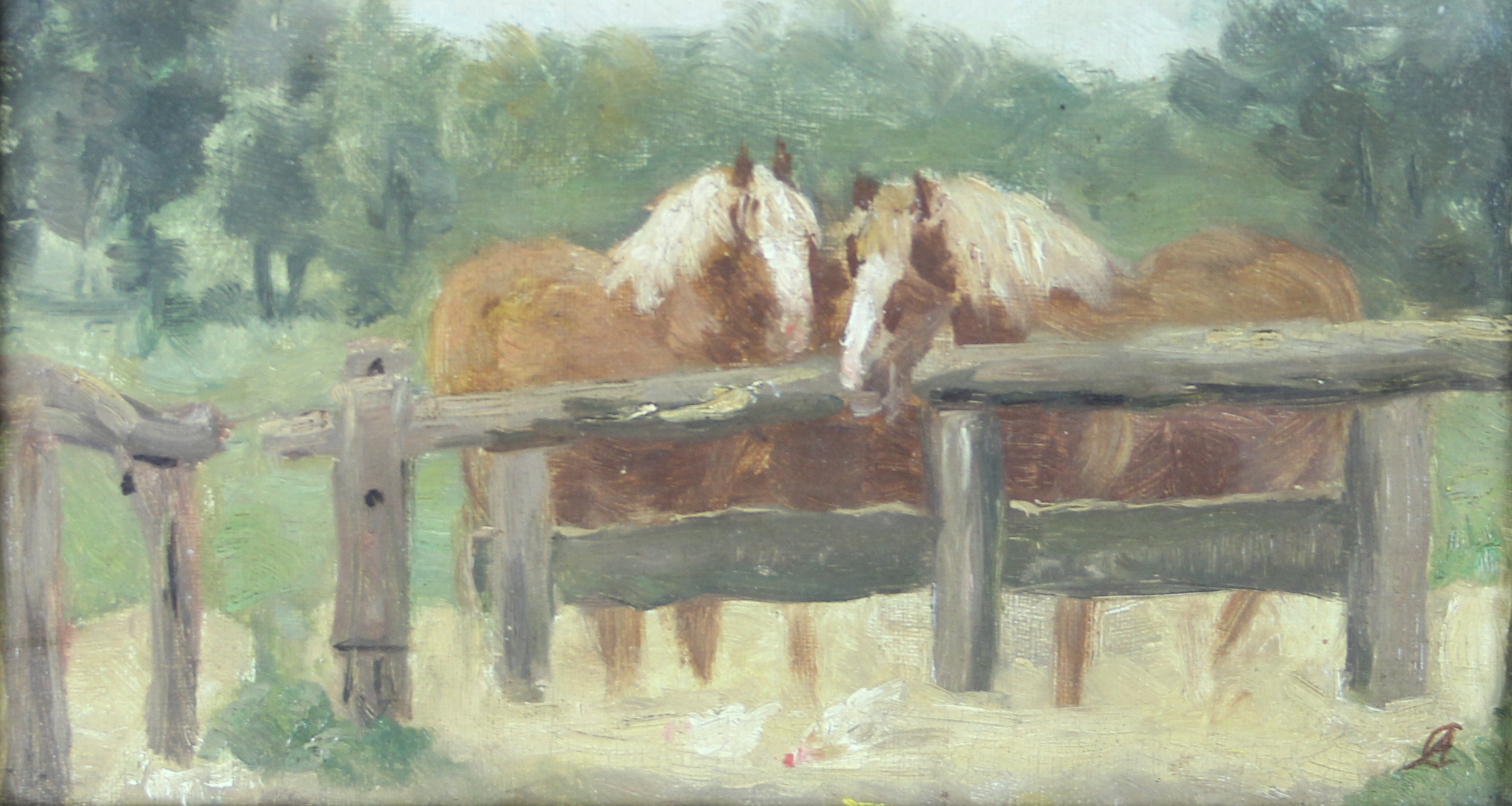 tableau Les chevaux   animaux impressionnisme huile toile 1re moiti 20e sicle