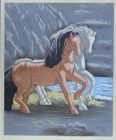 tableau Les chevaux de Chirico Giorgio animaux,mode,moderne  estampe papier 1ère moitié 20e siècle
