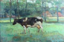 tableau Vache en prairie Donnet Gustave animaux,paysage  huile toile 1ère moitié 20e siècle