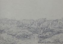 tableau Le troupeau de vaches   animaux,paysage  crayon papier 