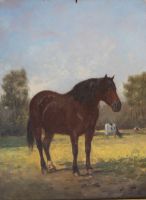 tableau Le Cheval   animaux,paysage  huile panneau 1ère moitié 20e siècle