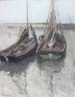 tableau Couché de soleil Haustrate Gaston marine,paysage,paysage marin impressionnisme huile toile 1ère moitié 20e siècle