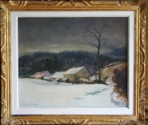 tableau Paysage de neige Jorwitz Ferdinand paysage  huile toile 