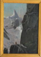 tableau  Corde en montagne Facon Victor sport,paysage de montagne  huile isorel 