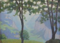 tableau Rengen Delarge  paysage,paysage de montagne  huile panneau 1ère moitié 20e siècle