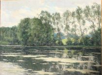 tableau L'étang Clesse Louis paysage  huile toile 1ère moitié 20e siècle