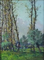 tableau Dbut du Printemps  Dilbeek Gouweloos Charles paysage impressionnisme huile toile 1re moiti 20e sicle