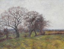 tableau Soirée d'Hiver Leigh Rosa J. paysage  huile toile 1ère moitié 20e siècle