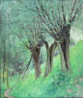 tableau Les saules Stobbaerts Pieter paysage impressionnisme huile panneau 1ère moitié 20e siècle