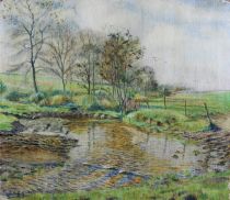 tableau Paysage  l'tang Verly Adelin paysage impressionnisme huile toile 1re moiti 20e sicle