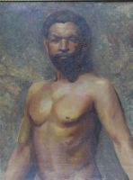 tableau L'homme nu Faille Louis nu,orientaliste,personnage,portrait  huile toile 