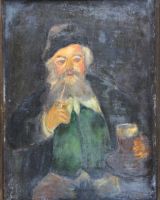 tableau Le fumeur de pipe (russe)   personnage,scène de genre  huile panneau 19e siècle