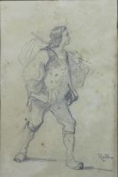 tableau Le berger Robbe Louis animaux,personnage  cuivre papier 19e sicle