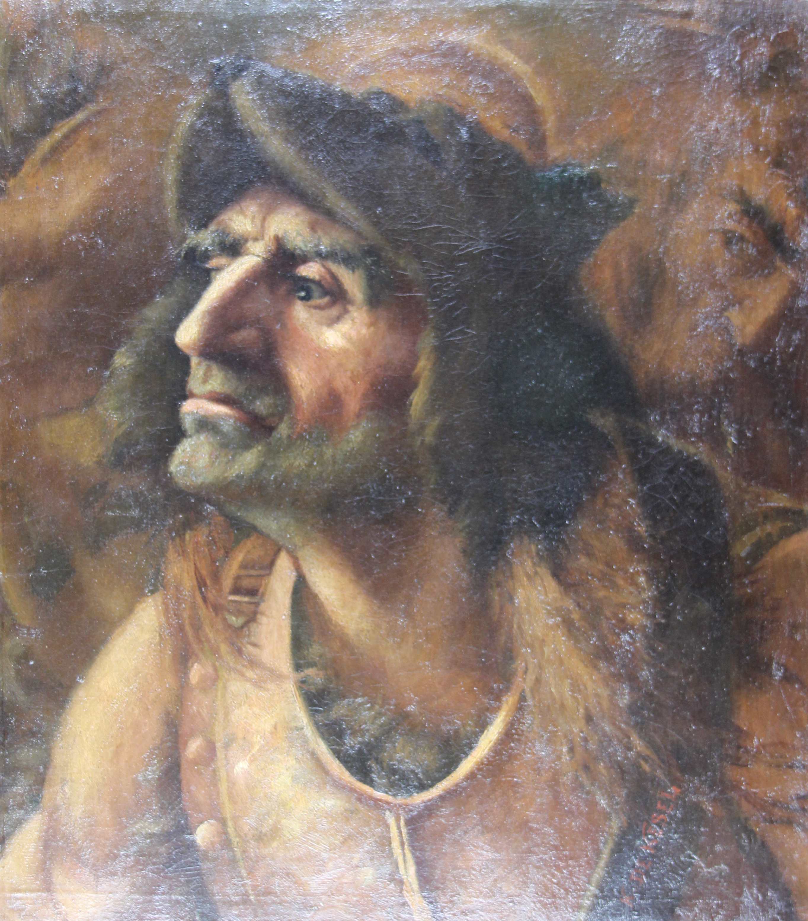 tableau Le regard De Kesel Karel personnage,portrait  huile toile 19e sicle