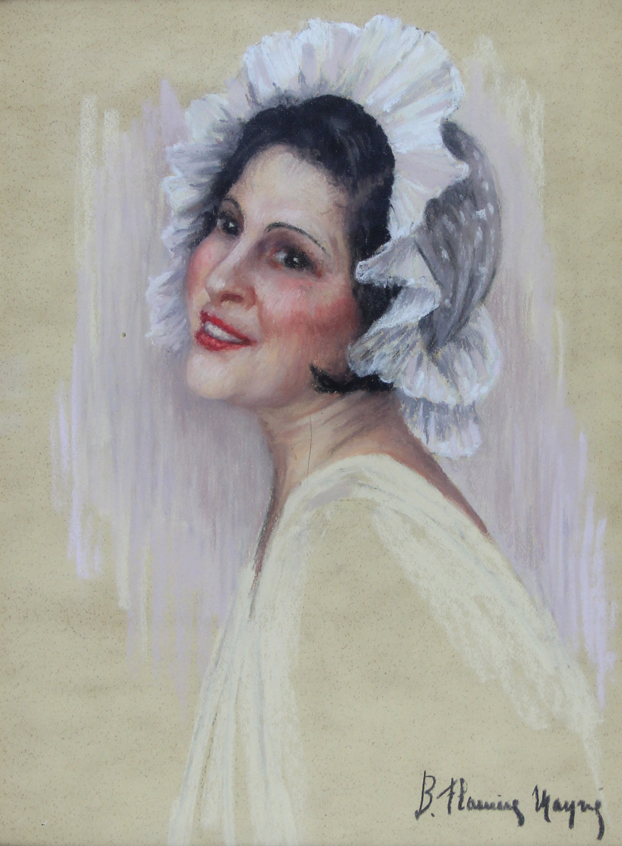 tableau Le sourire Flamine-Mayn Berthe portrait  pastel papier 
