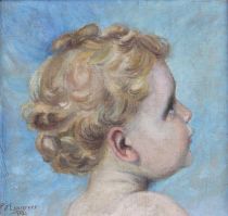 tableau L'enfant d'Espiennes  portrait  huile toile 1ère moitié 20e siècle