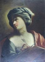 tableau Femme au turban   portrait romantisme huile panneau 19e siècle