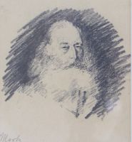 tableau L'homme  la barbe Mertz Jean-Baptiste portrait  crayon papier 19e sicle